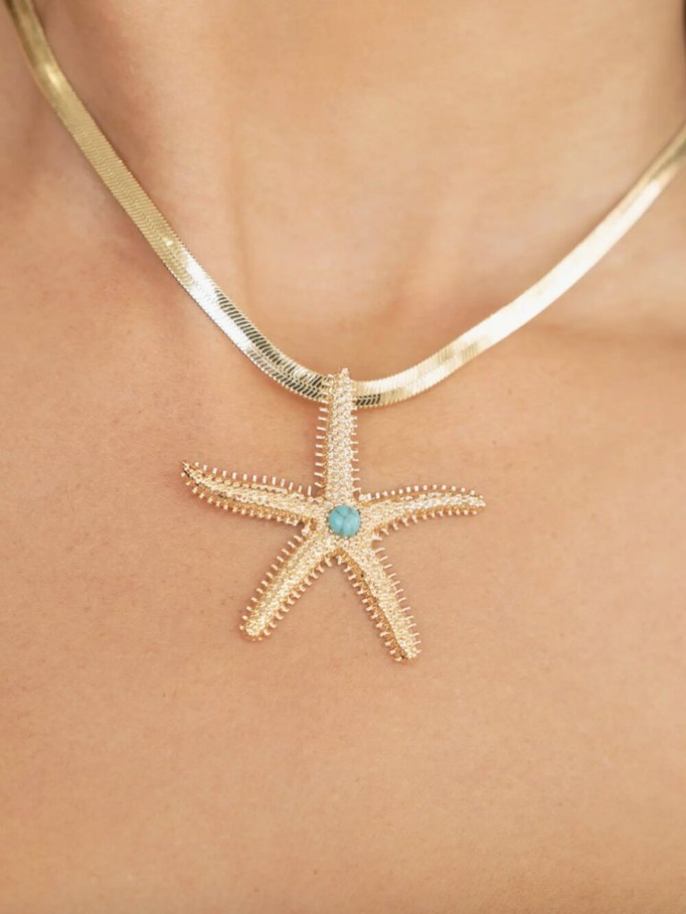 Ettiika Mermaid Cove Starfish Pendant Necklace Gold turquoise NWT